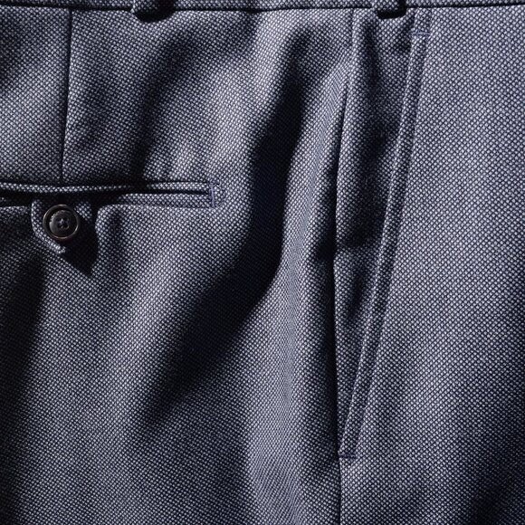 Brooklyn Tailors  BKT50 Tailored Trousers in Birdseye Weave - Steel Blue SZ 5 - Picture 2 of 5